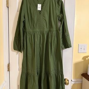 J. Crew Green Long Sleeve Dress